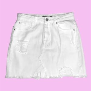 FREE SHIPPING White High Waist Denim Mini Skirt